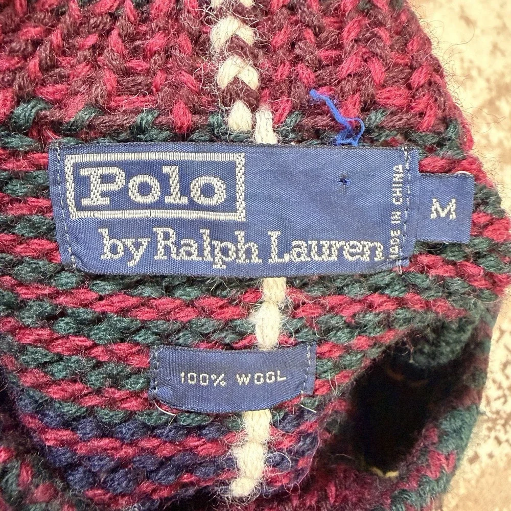 Vintage Polo Ralph Lauren‎ Heritage Wool Sweater Mens M Tartan Plaid Knit Dad